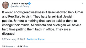 trump tweet israel